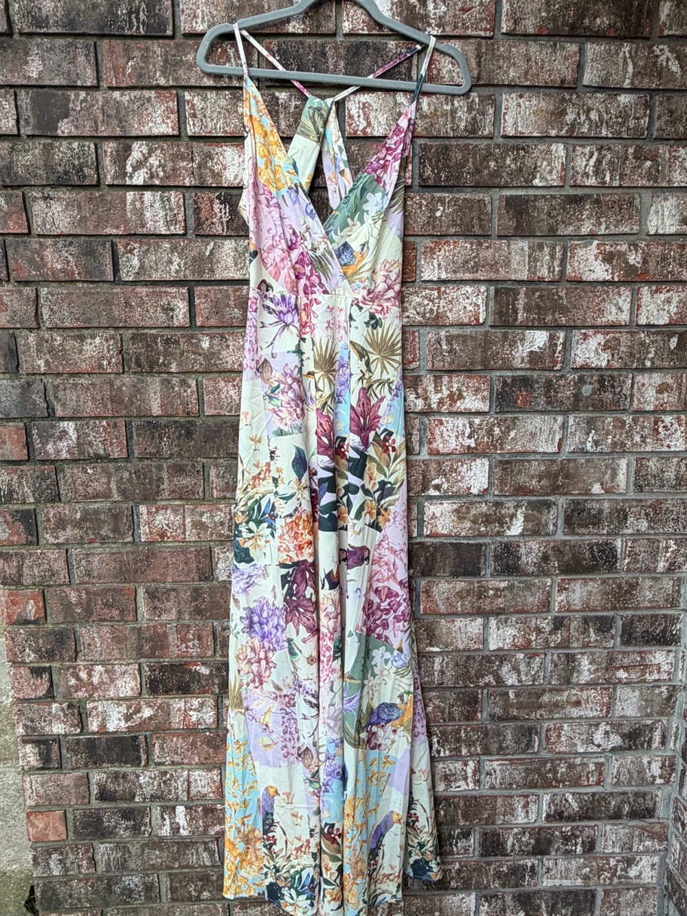 SHEIN Multi-Color Floral V-Neck Maxi Dress